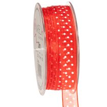 Product Ribbon with polka dot pattern for versatile seasonal gift wrapping, 1.5cm wide, 20m long