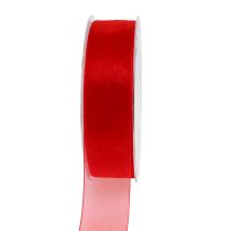 Organza ribbon with selvage 2.5cm 50m red