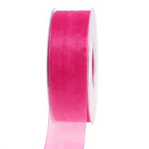 Organza ribbon with selvedge 50m Pink