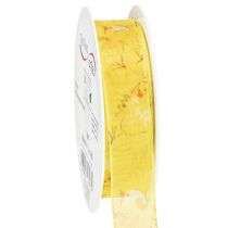 Product Organza ribbon with chick gift ribbon yellow 25mm 20m