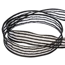 Product Organza ribbon with stripes, gift ribbon, black, 15mm wide, 20m long