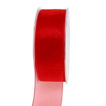 Organza ribbon with selvedge 4cm 50m red
