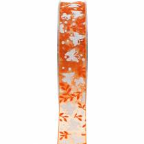 Product Organza ribbon butterflies 25mm Orange deco ribbon gift ribbon 20m