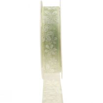 Organza ribbon flowers gift ribbon green 25mm 18m