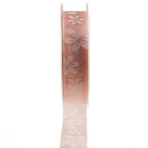 Organza ribbon flowers gift ribbon pink 25mm 18m