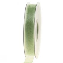 Organza ribbon green gift ribbon selvedge lime green 15mm 50m
