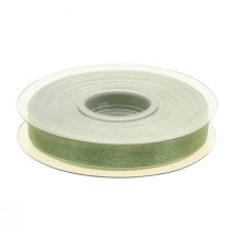 Product Organza ribbon green gift ribbon selvedge lime green 15mm 50m