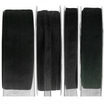 Mourning organza ribbon with selvage 50m black