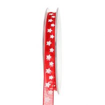 Product Organza ribbon with star pattern red 10mm 20m