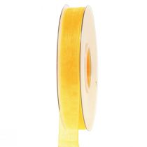 Product Organza ribbon gift ribbon yellow ribbon selvedge 15mm 50m