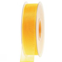 Product Organza ribbon gift ribbon yellow ribbon selvedge 25mm 50m