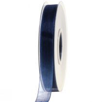 Product Organza ribbon gift ribbon dark blue ribbon blue selvedge 15mm 50m