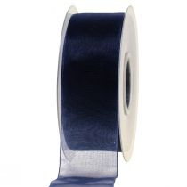 Product Organza ribbon gift ribbon dark blue ribbon blue selvedge 40mm 50m