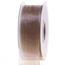 Product Organza ribbon gift ribbon beige ribbon woven edge taupe 40mm 50m