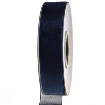 Product Organza ribbon gift ribbon dark blue ribbon blue selvage 25mm 50m