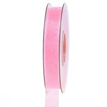 Product Organza ribbon gift ribbon pink ribbon selvedge 15mm 50m