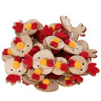 Product Wooden chicken with adhesive dot, Easter craft decoration, creative table decoration, country style, 5cm, 36 pieces