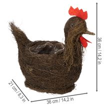 Product Easter decoration planting basket with vines and chicken decoration, 36cm