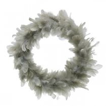 Product Easter decoration feather wreath large gray Ø25cm Spring decoration real feathers