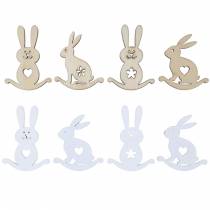 Product Easter decoration bunny to sprinkle wood white, nature sprinkle decoration Easter bunny 96pcs