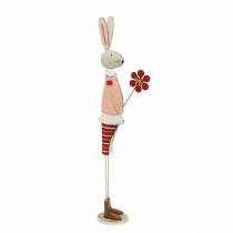 Easter decoration made of metal, spring, Easter bunny with flower, decorative bunny 44cm