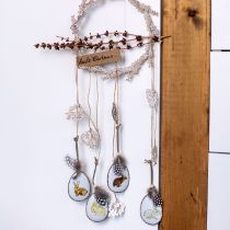 Easter decoration for hanging pendant Easter eggs with bunnies vintage metal 7×5cm 8pcs