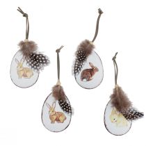 Easter decoration for hanging pendant Easter eggs with bunnies vintage metal 7×5cm 8pcs