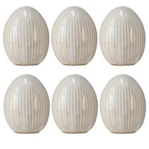 Product Easter Eggs Ceramic Decorative Egg with Grooves White Grey 5×6cm 6pcs