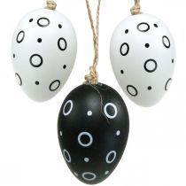 Easter Eggs with Rings and Dots, Spring Decoration, Monochrome Easter Decoration 6pcs