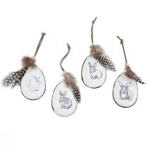 Easter eggs for hanging feathers rabbits metal 5×7cm 8pcs