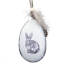 Easter eggs for hanging feathers rabbits metal 5×7cm 8pcs