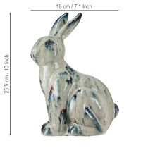 Product Easter Bunny Ceramic Beige Blue Glazed 18x11x25.5cm