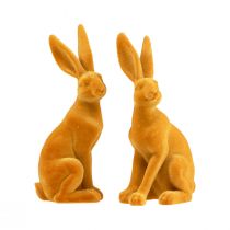 Product Easter Bunny Decoration Rabbit Figure Easter Yellow Curry H12.5cm 2 Pcs