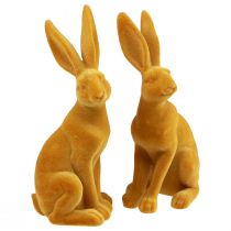 Product Easter Bunny Decoration Rabbit Figure Easter Yellow Curry H12.5cm 2 Pcs