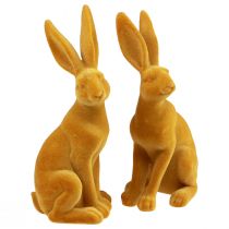 Product Easter Bunny Decorative Rabbit Figure Easter Yellow Curry H12.5cm 2pcs