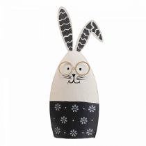 Product Easter bunny black and white bunny with glasses metal 18.5x7x3cm 2pcs