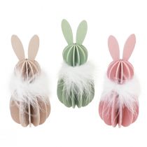 Product Easter bunny table decoration wooden bunny colored 5.5×15cm 3pcs
