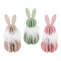 Product Easter Bunny Table Decoration Wooden Rabbit Colored 5.5×15cm 3 Pcs