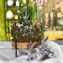 Easter bunny sitting silver bunny figure table decoration Easter 16.5cm
