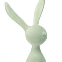 Product Easter Bunny Decoration, Sitting Bunnies, Flocked, Green/Brown, 36cm, 3 Pieces