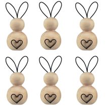 Product Easter bunnies wood metal in natural black H10.5cm 6 pcs