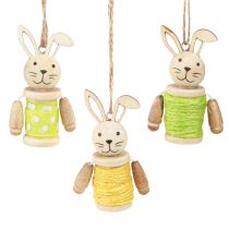 Product Easter bunnies for hanging Easter decoration wood jute H6.5cm 9 pcs