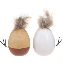 Product Easter chicks chicks Easter egg feathers white natural H9cm 4 pcs