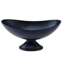 Oval bowl black metal base cast look 30x16x14.5cm