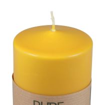 PURE pillar candle yellow honey Wenzel candles 90×70mm
