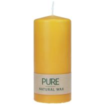 PURE pillar candle yellow honey Wenzel candles 130/60mm