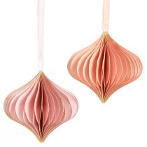 Product Paper Christmas Decoration Onion Pink Apricot Ø8cm 4 pcs