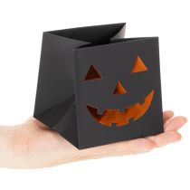 Product Pumpkin Face Paper Bags for Halloween Decoration, 10.5cm, Black and Orange, Set of 6