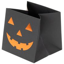 Product Pumpkin Face Paper Bags for Halloween Decoration, 10.5cm, Black and Orange, Set of 6