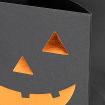 Product Pumpkin Face Paper Bags for Halloween Decoration, 10.5cm, Black and Orange, Set of 6